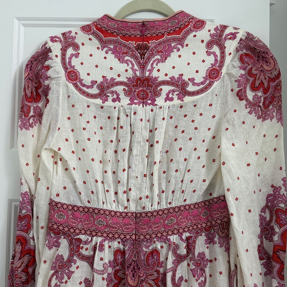 Zimmermann White and Pink Paisley Linen Maxi Dress - Picture 4 of 6